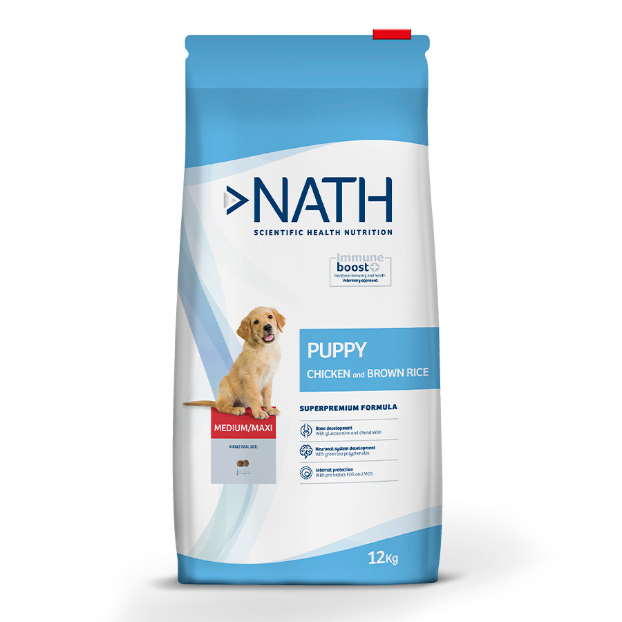 12 KG Nath Puppy Medium Maxi Frango ração para cães