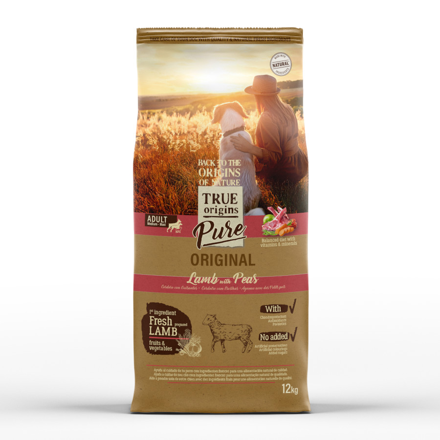 12 KG 12 kg True Origins Pure Adult Medium Maxi Lamb Ração para cães