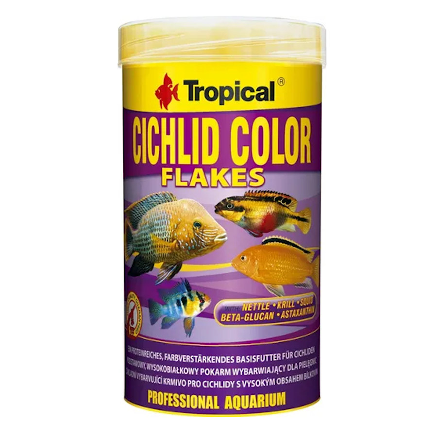 0.25 L Tropical Cichlid Color Flakes Alimento em Escamas para peixes