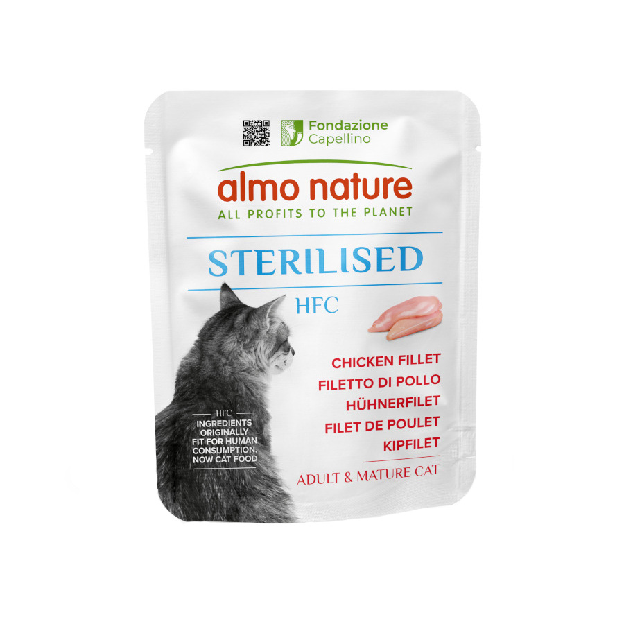 0.05 KG 50 g Almo Nature HFC esterilizado Sachê de filé de frango para gatos