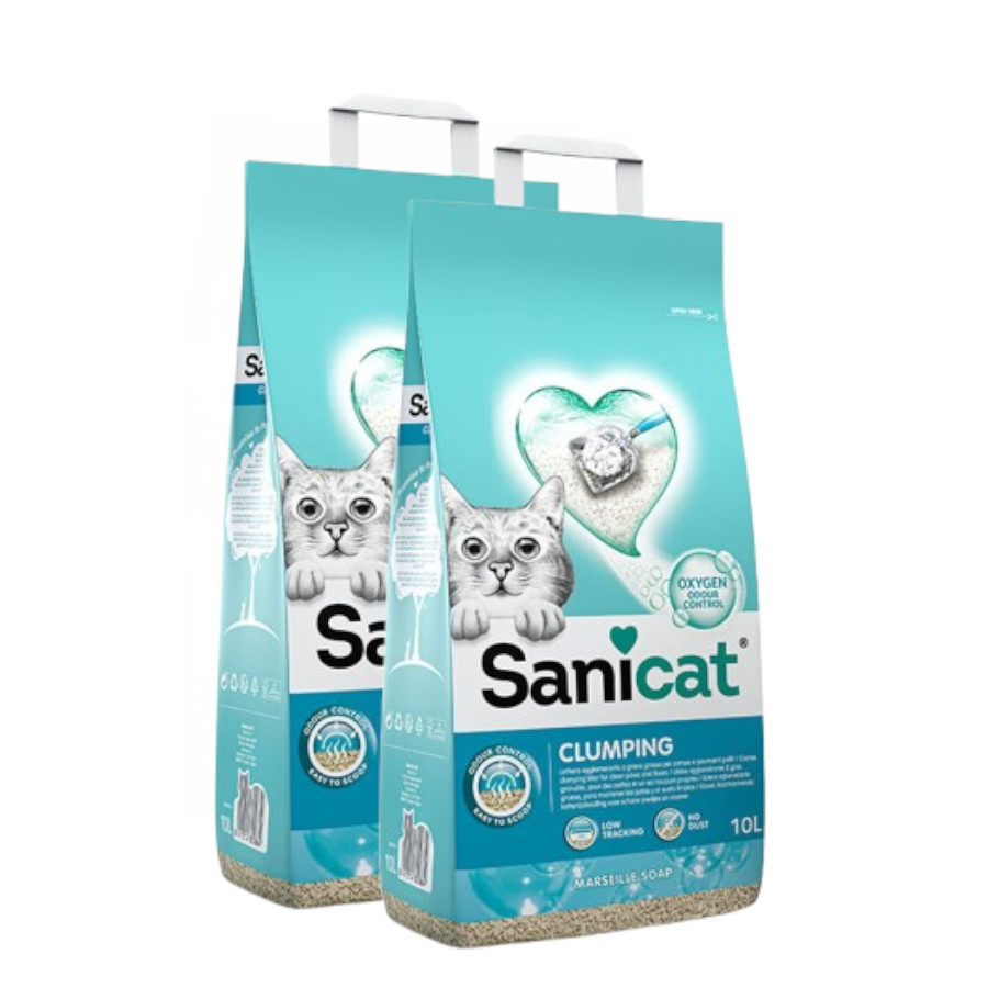 2 x 10 L Sanicat Marselha Areia Aglomerante para gatos Pack poupança!
