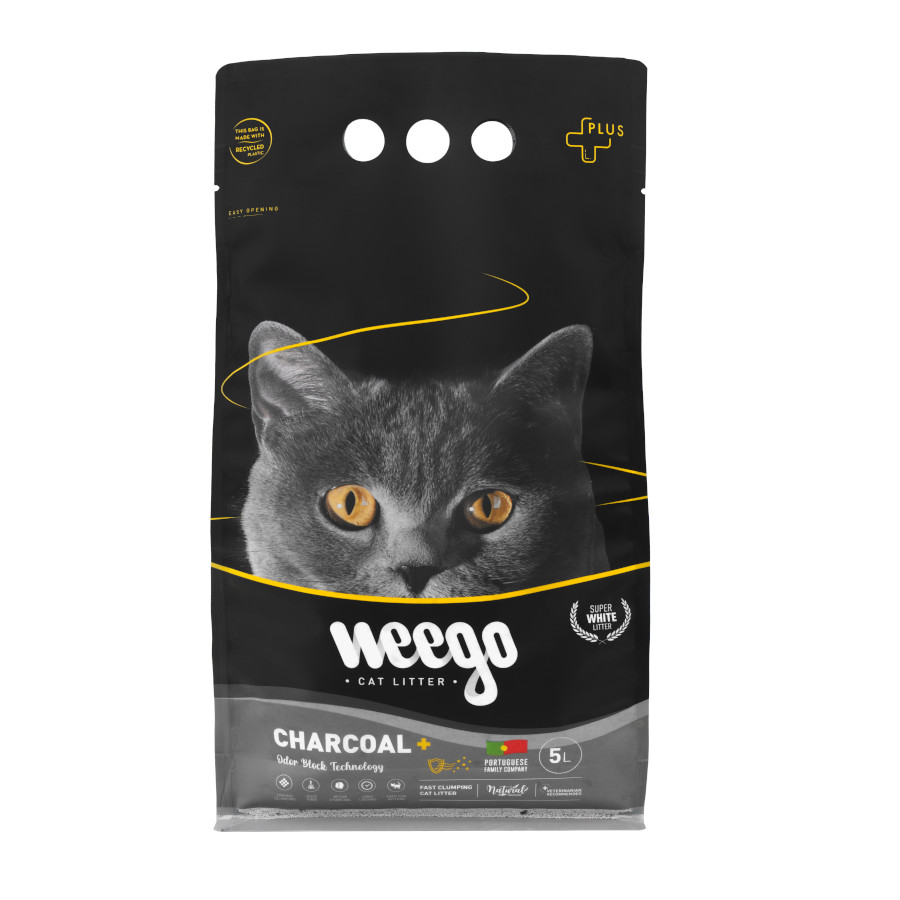 5 L Weego Active Charcoal Plus Areia aglomerante para gatos