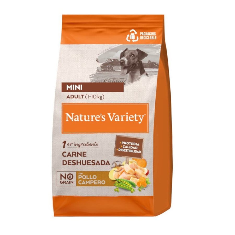 1.5 kg Nature's Variety No Grain Adult Mini Frango ração para cães