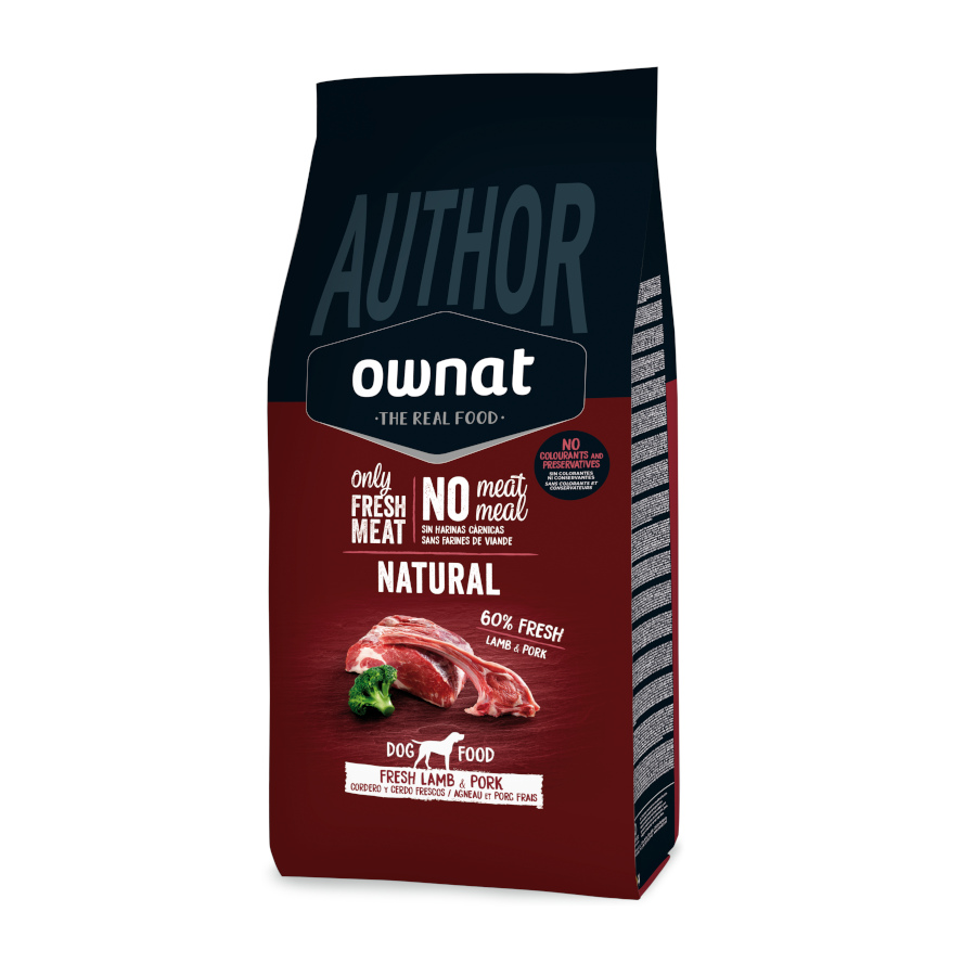 10 KG 10 kg Ownat Author Natural Cordeiro Fresco e Porco ração para cães