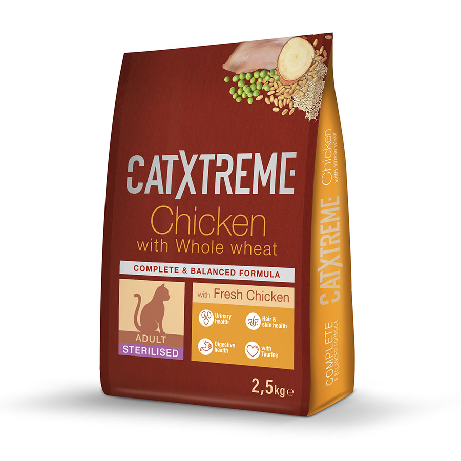 10 kg Catxtreme Sterilised Ração de Peru e Frango para gatos