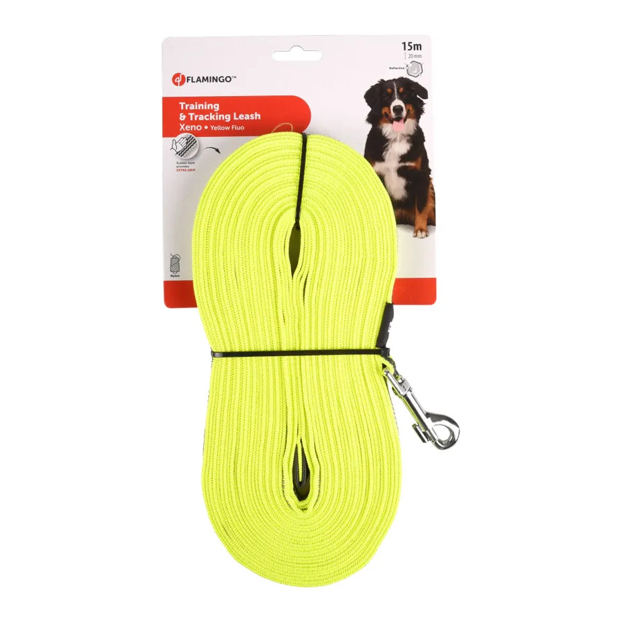 Flamingo Xeno Trela amarela de treino e rastreio para cães