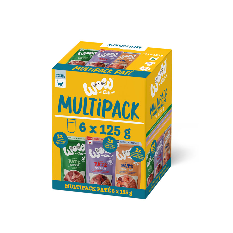 12 saquetas x 125 g Wow Food Adult Patê saquetas para gatos Pack poupança!