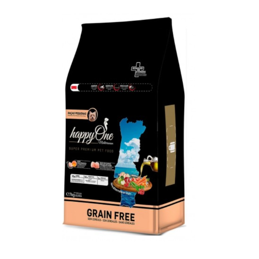 happyOne Mediterraneum Grain Free Raças Pequenas ração de carne fresca de aves para cães