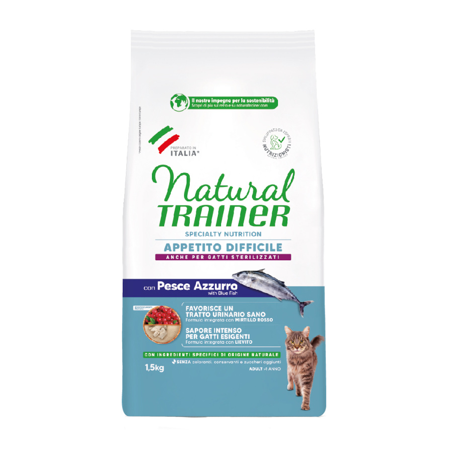 1.5 KG 1.5 kg Natural Trainer Exigent con Pescado Azul Pienso para gatos