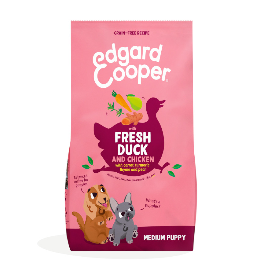 7 kg Edgard & Cooper Puppy Ração de Pato e Frango para cães de porte médio