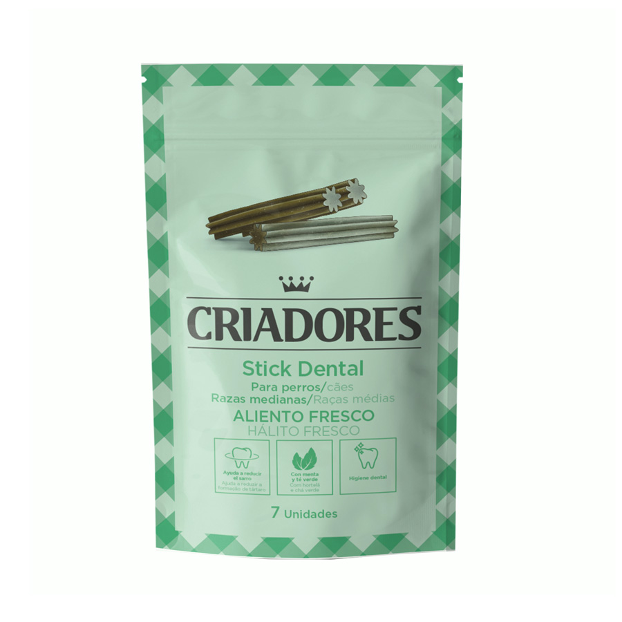 14 barritas Criadores Snacks Dentales Aliento Fresco para perros de raza mediana ¡Pack ahorro!