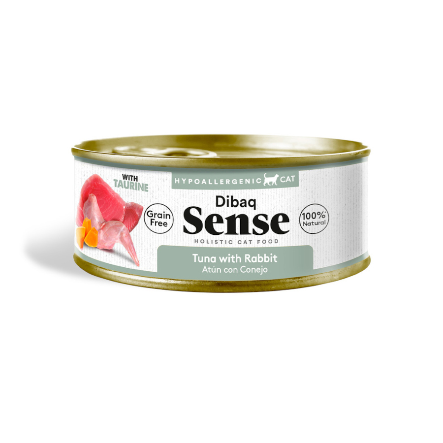 0.07 KG 70 g Lata de atum e coelho hipoalergênico sem grãos Dibaq Sense para gatos