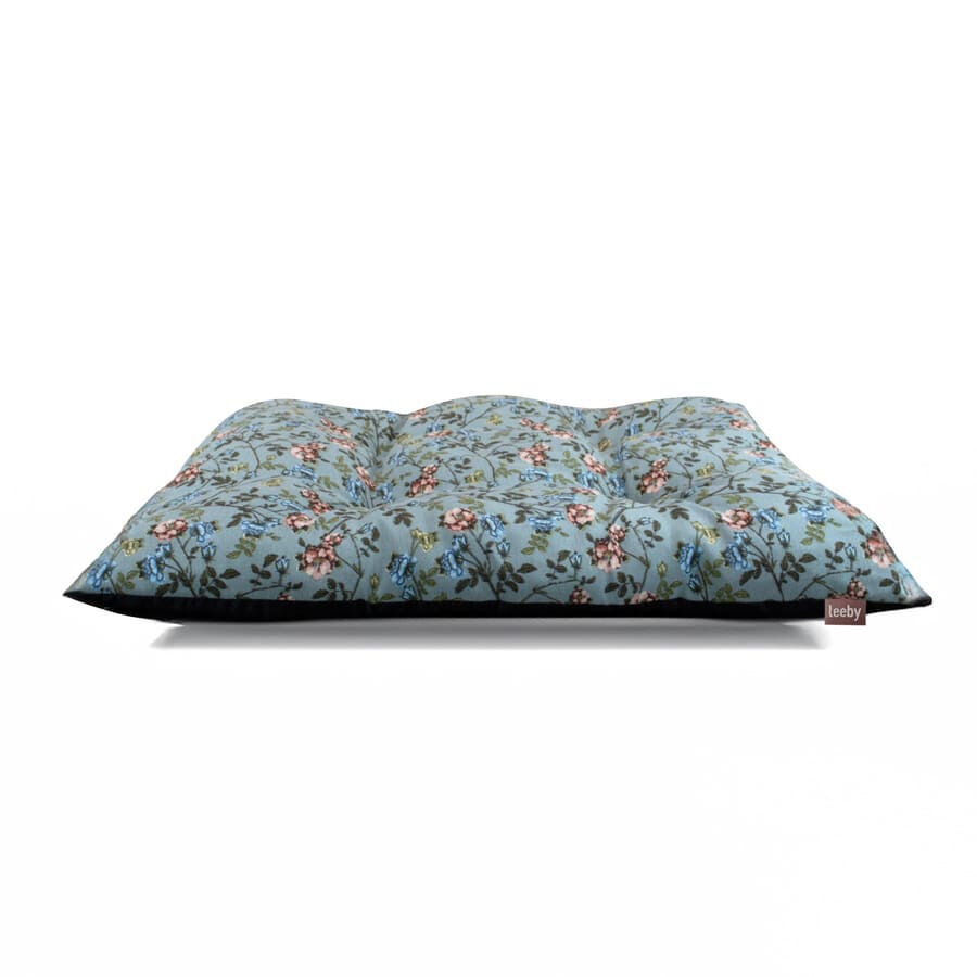 Leeby Almofada Acolchoada Turquesa com Flores para cães