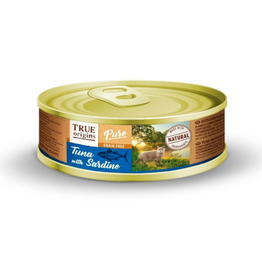 12 latas x 85 g True Origins Pure Adult Atum e Sardinha em lata para gatos Pack poupança!