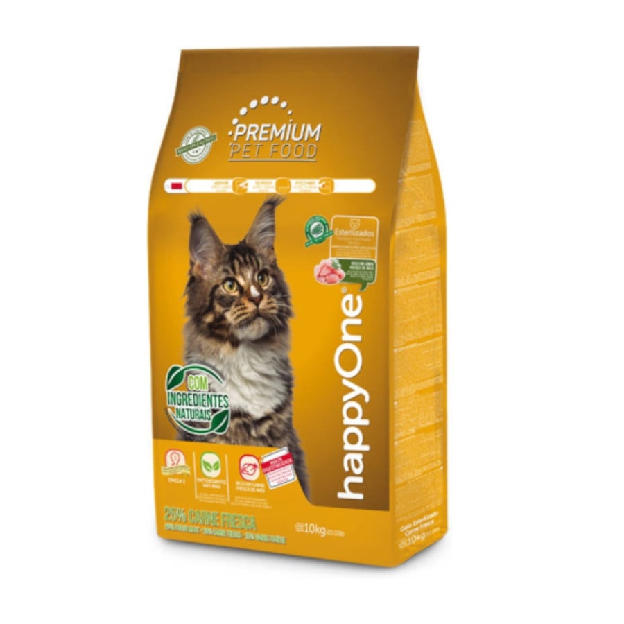 happyOne Premium ração de carne fresca de aves para gatos esterilizados