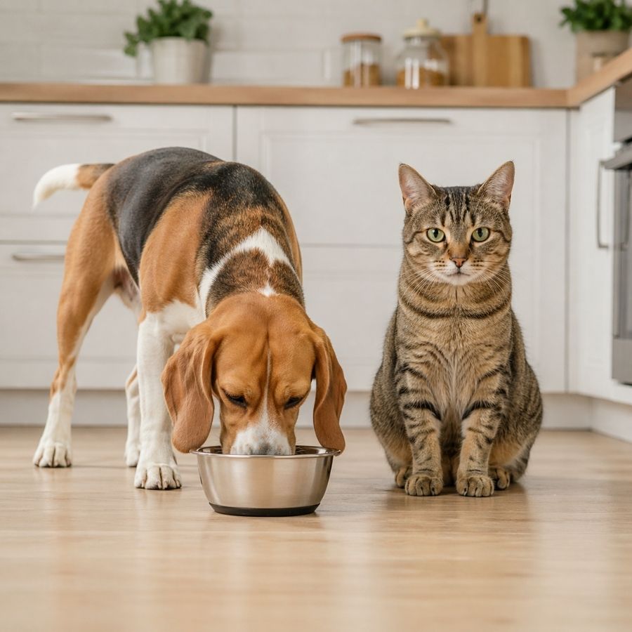 Leeby Comedouro em Aço Inoxidável com Base de Borracha para cães e gatos
