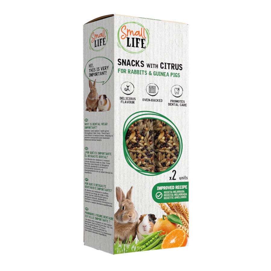 2 barritas Small Life Barritas Snack com Citrinos para coelhos e Porquinhos da Índia