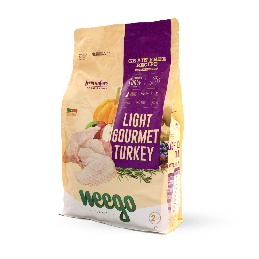 2 KG Weego Grain Free Light Gourmet Peru ração para cães