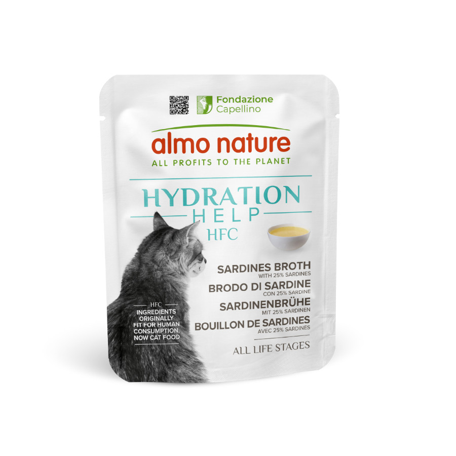 50 g Almo Nature HFC Hydration Help Sardinhas com Caldo sachê para gatos