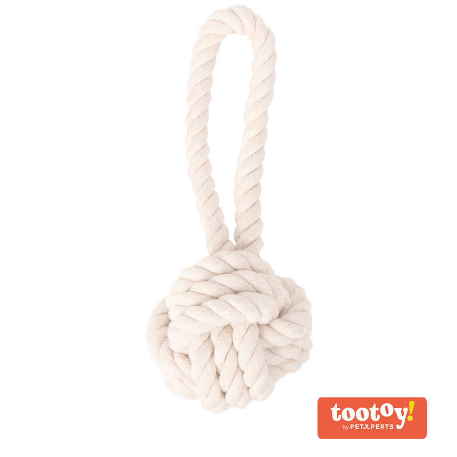 Tootoy! Pull Natural Rope Ball bola com corda e pega para cães