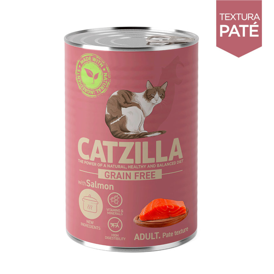 24 latas x 400 g Catzilla Adult Grain Free Salmão Patê lata para gatos Pack poupança!