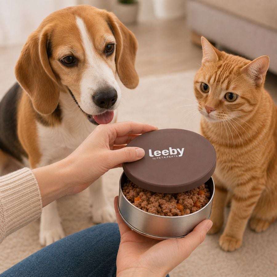Leeby Tampa para Comedouro Castanha para cães e gatos