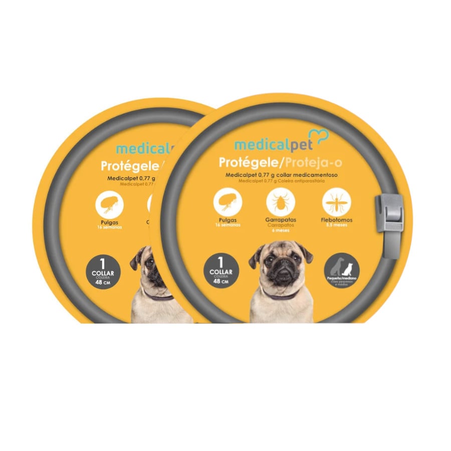 2 coleiras x 48 cm Medicalpet Coleira Antiparasitária para cães Pack poupança!