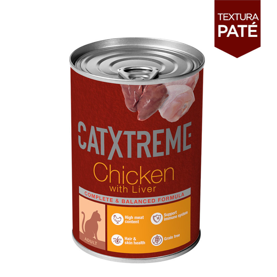 12 latas x 400 g Catxtreme frango com fígado em paté de lata para gatos Pack poupança!