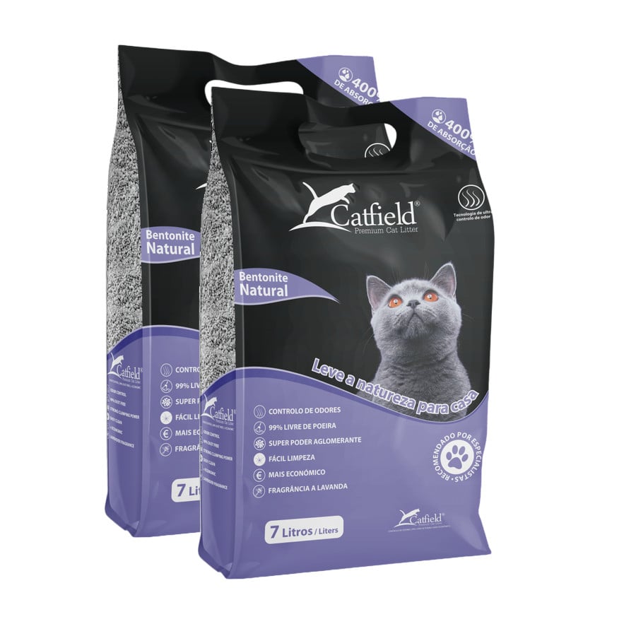 2 x 7 L Catfield Premium Lavanda Areia Aglomerante para gatos Pack poupança!