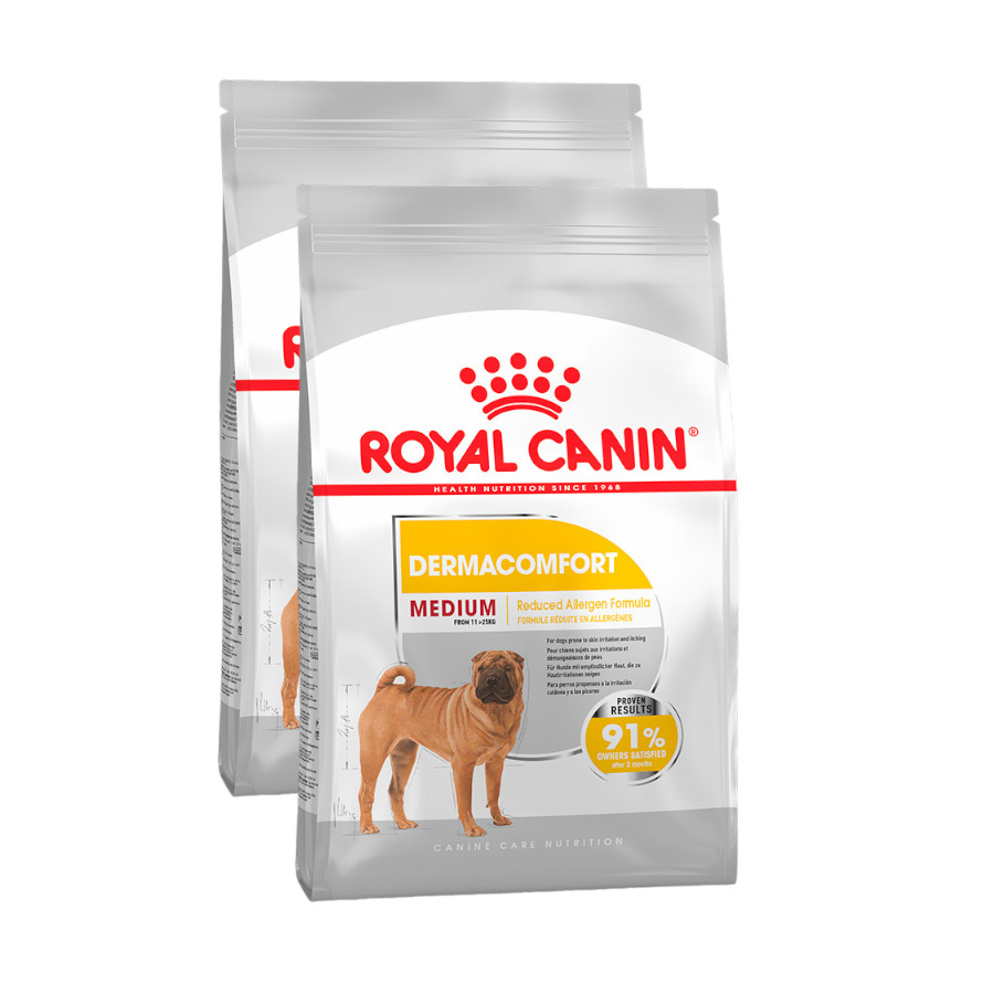 2 x 12 kg Royal Canin Medium Dermacomfort ração para cães Pack poupança!