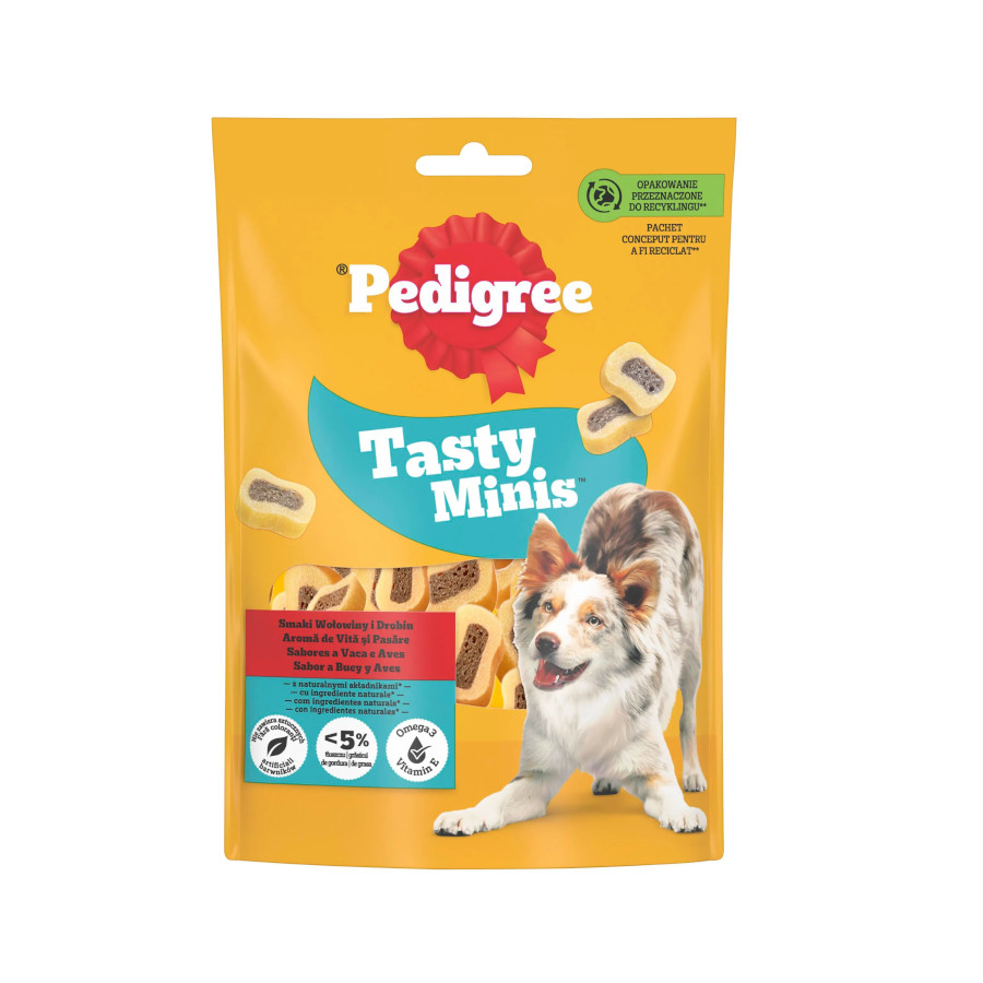 2 pacotes x 155 g Pedigree Tasty Mini Snacks Sabor Boi e Ave para Cães Pack poupança!