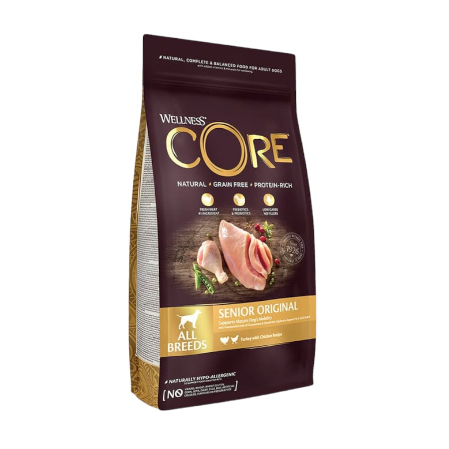 10 kg Wellness Core Senior Frango e Peru ração para cães