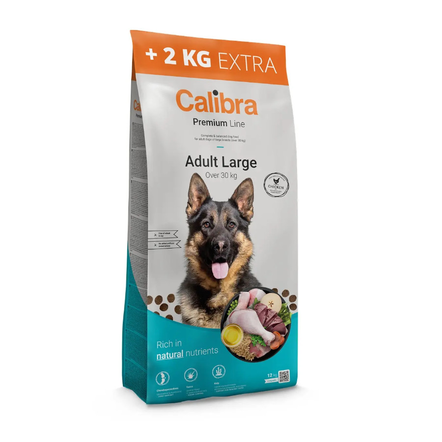 14.18 KG 14 kg (12 + 2 kg grátis!) Calibra Premium Line Adult Large Ração de frango para cães