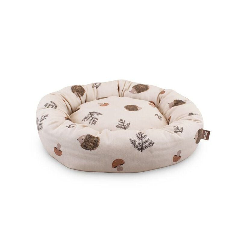 Leeby Cama Donut Antiderrapante Branca com Ouriços para gatos