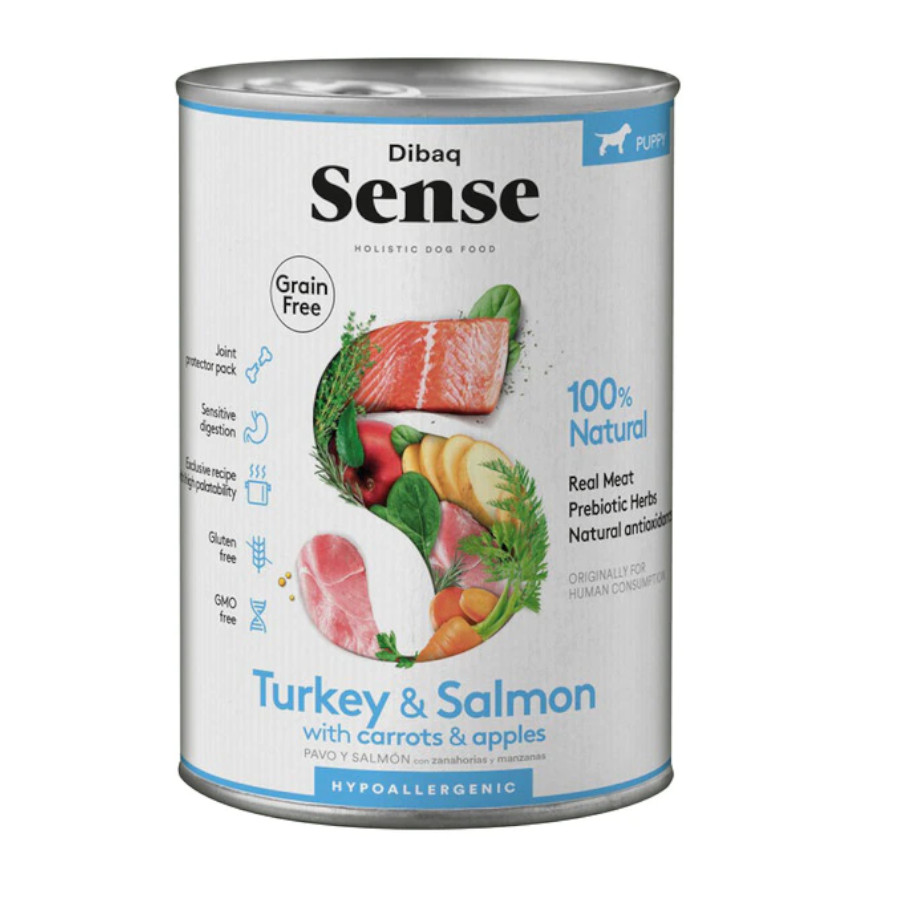 0.38 KG Dibaq Puppy Sense Grain Free de salmão lata para cães