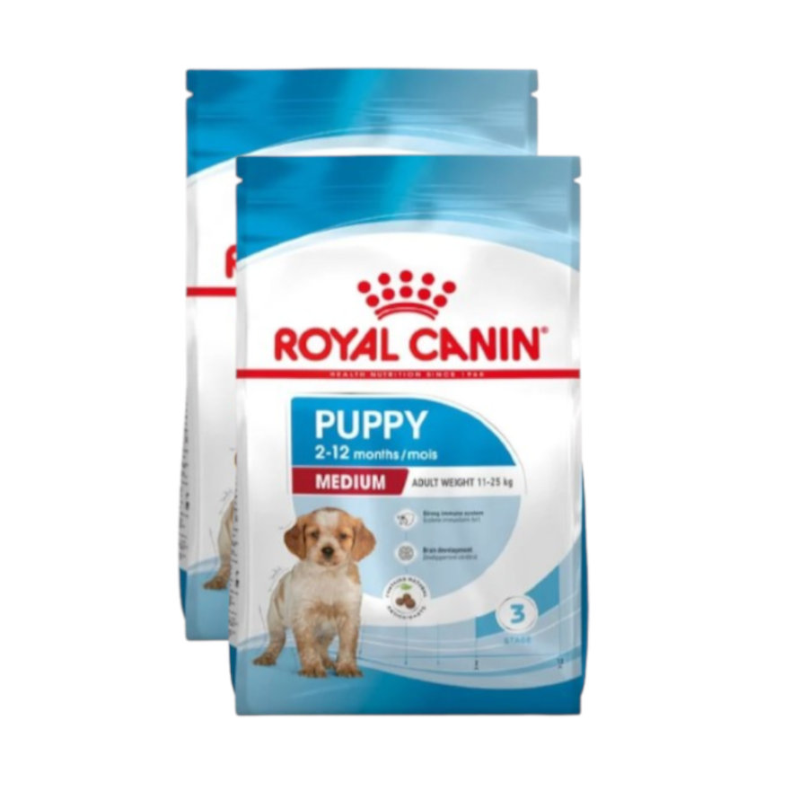 2 x 15 kg Royal Canin Puppy Medium ração para cães Pack poupança!