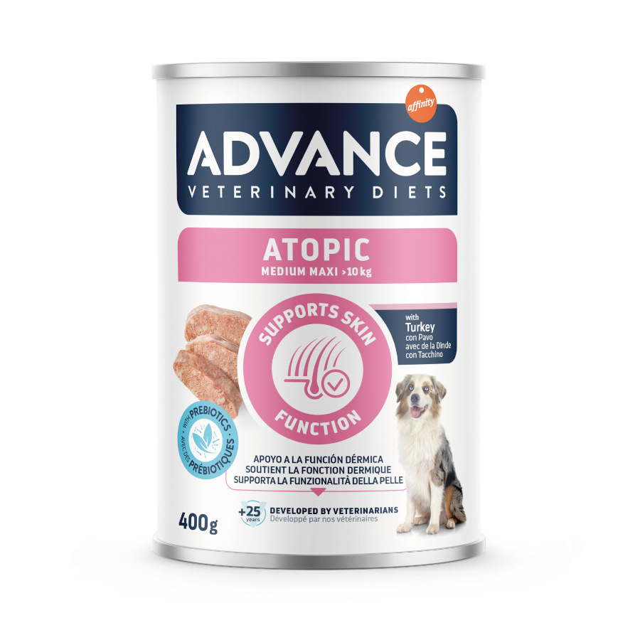 0.4 KG 400 g Advance Veterinary Diets Atopic Medium Maxi Ração húmida para cães