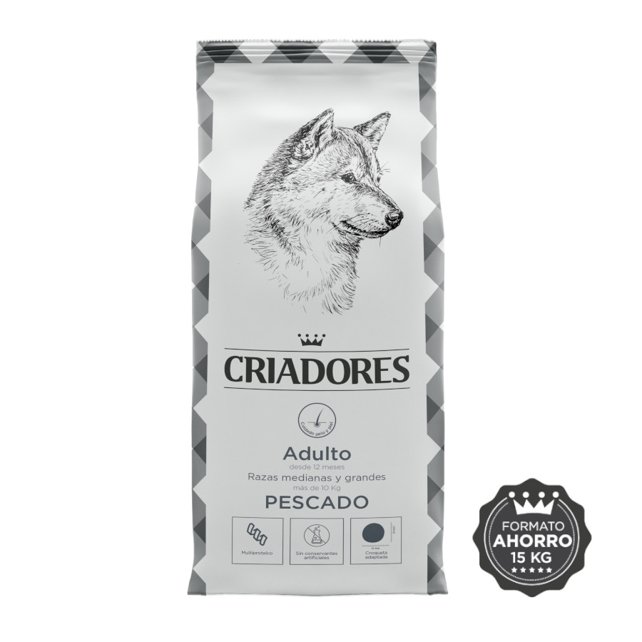 2 x 15 kg Criadores Adulto Peixe ração para cães Pack poupança!