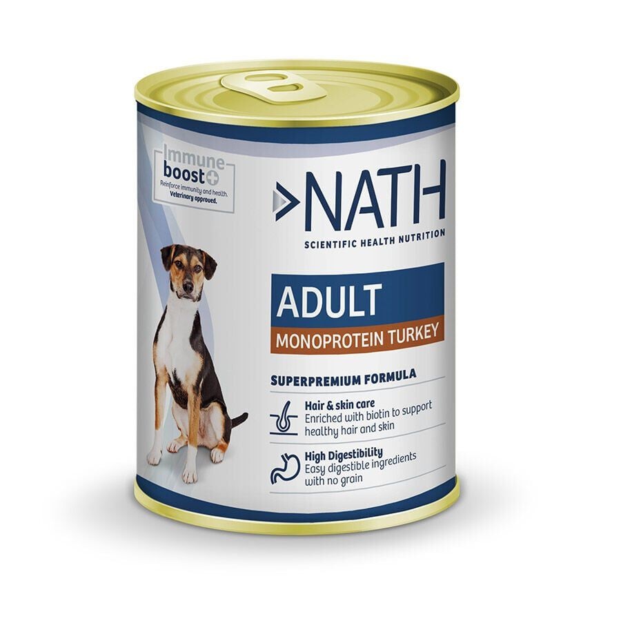24 latas x 400 g 400 g Nath Adult Monoprotein Peru lata para cãesPack poupança!