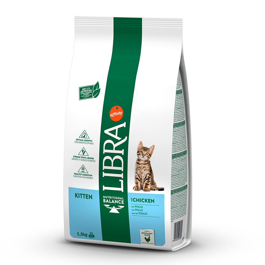 2 x 1.5 kg Libra Kitten Frango ração para gatos Pack poupança!