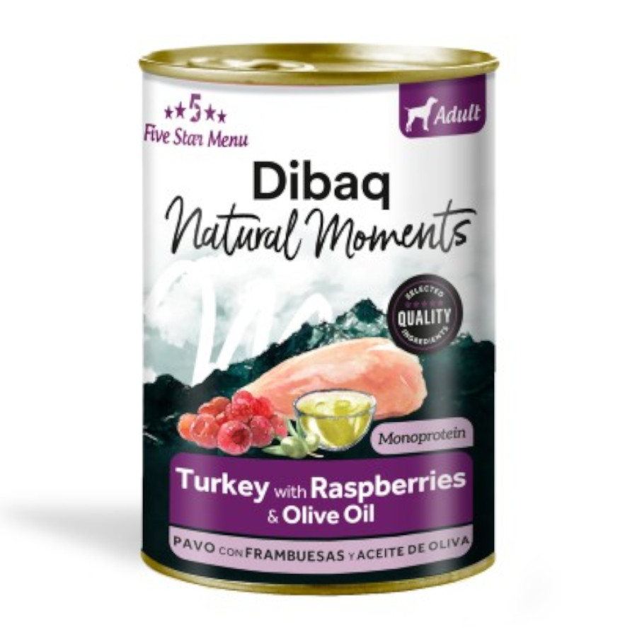 0.38 KG 380 g Dibaq Natural Moments Lata Pavo con Frambuesas para perro