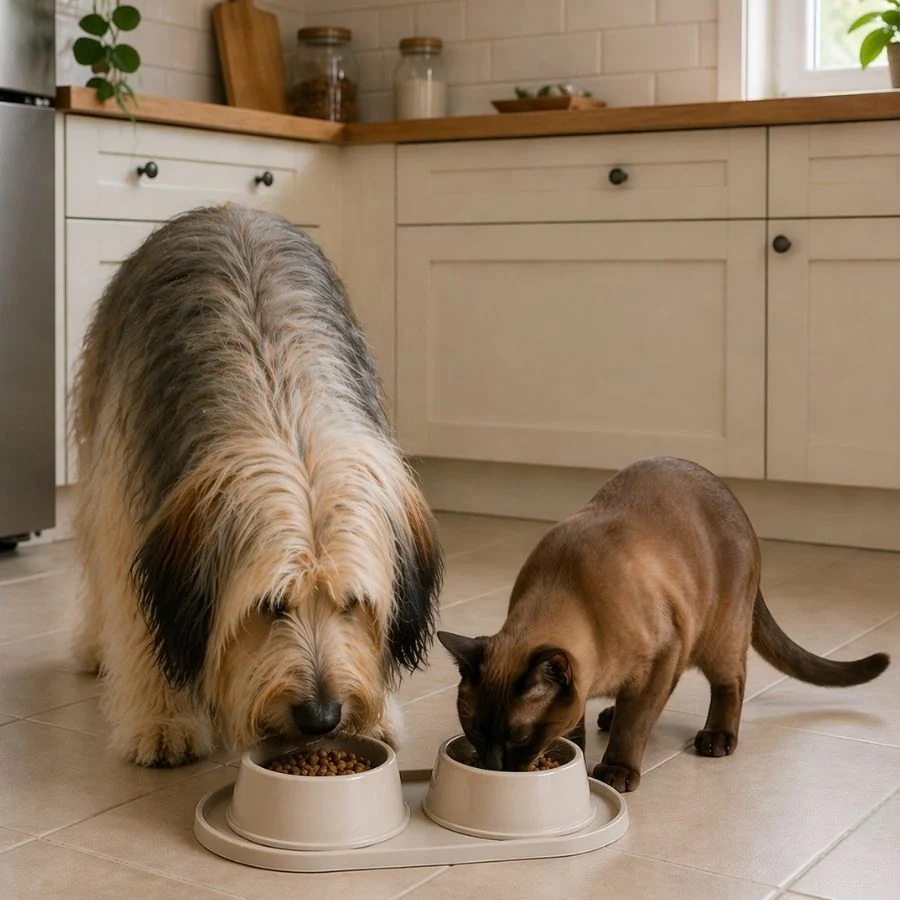 Leeby Comedouro Duplo de Plástico para cães e gatos