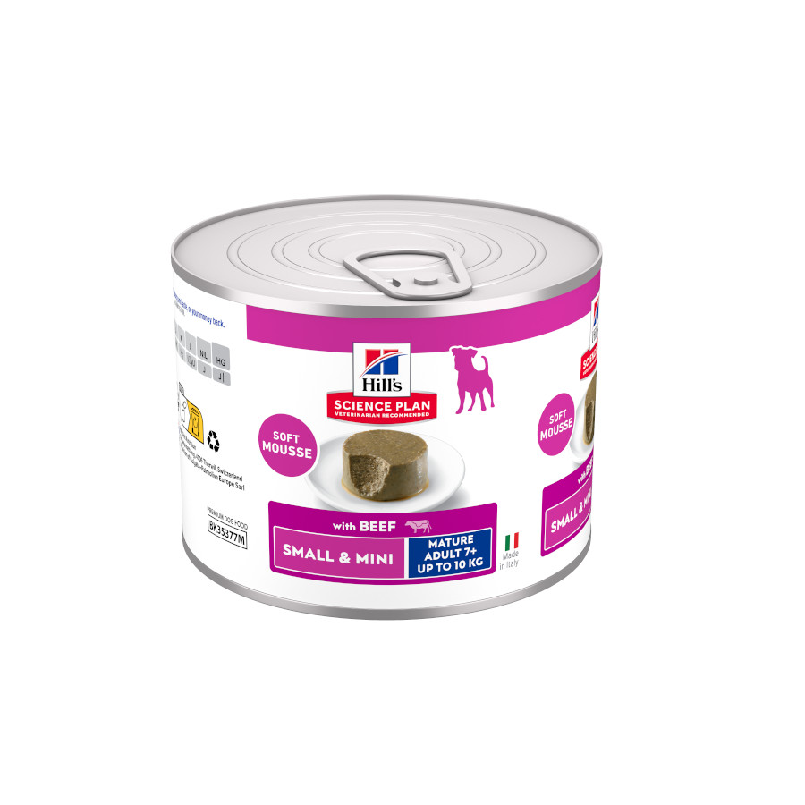 24 latas x 200 g Hill's Science Plan Mature Adult Smalle Mini Mousse de Vitela lata para cães Pack poupança!