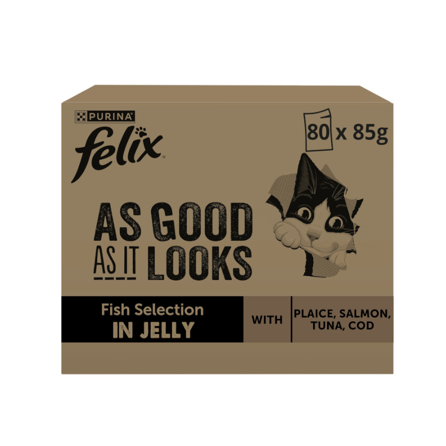 80 saquetas x 85 g Felix Fantastic Banquete do Mar saqueta em gelatina para gatos