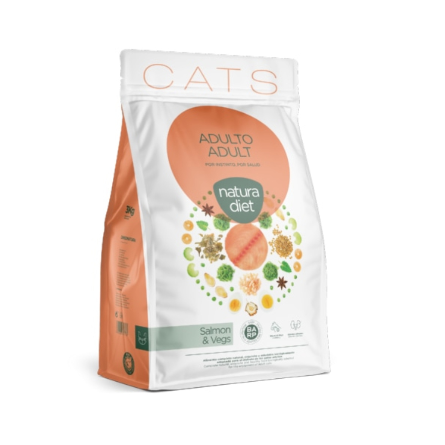 3 kg Natura Diet Adult Salmão e Vegetais Ração para gatos