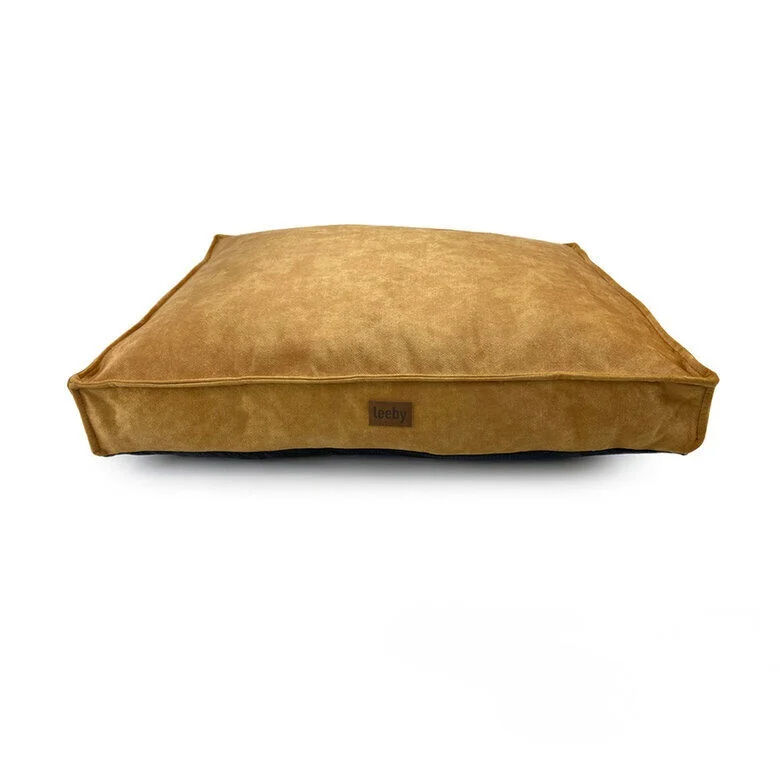 Leeby Colchão Impermeável com Capa Amovível Dourado para cães