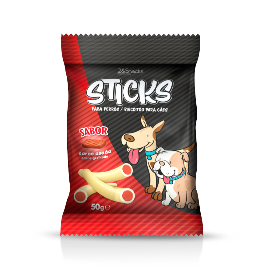 0.3 kg 2&Snacks Sticks de carne assada para cães