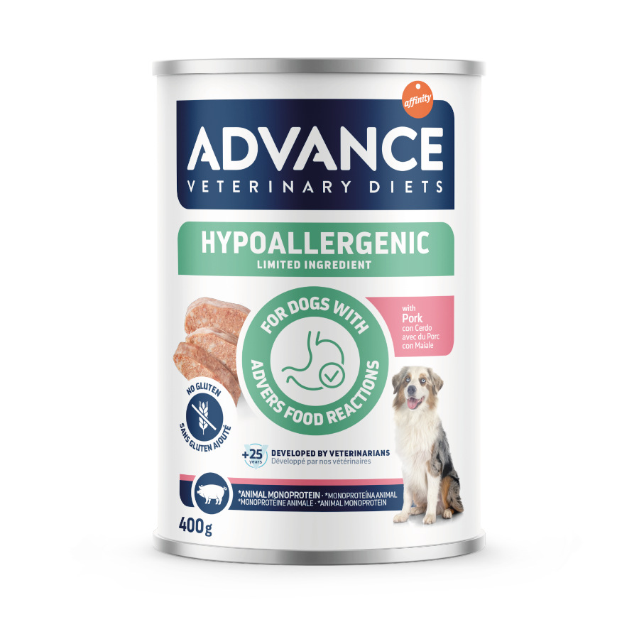 0.4 KG 400 g Advance Veterinary Diets Hypoallergenic Porco Limited Ingredient Comida Húmida para cães
