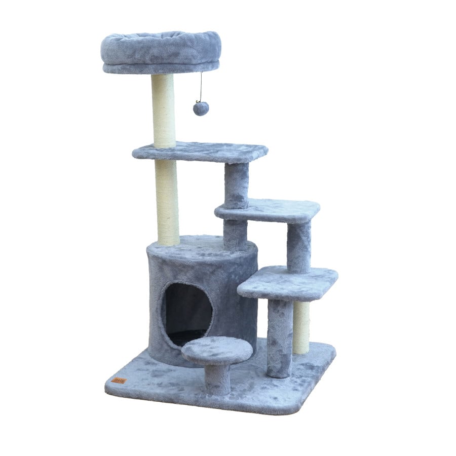 Leeby Eduardo torre arranhadora multiplataforma com cama nido e brinquedo para gatos