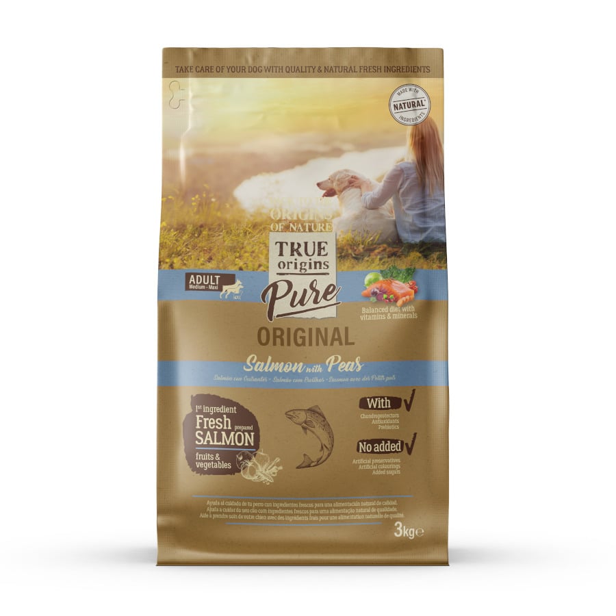 12 KG 12 kg True Origins Pure Adult Medium Maxi Salmon Ração para cães